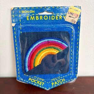 Vintage Rainbow Iron-On Pocket Patch - Multicolor